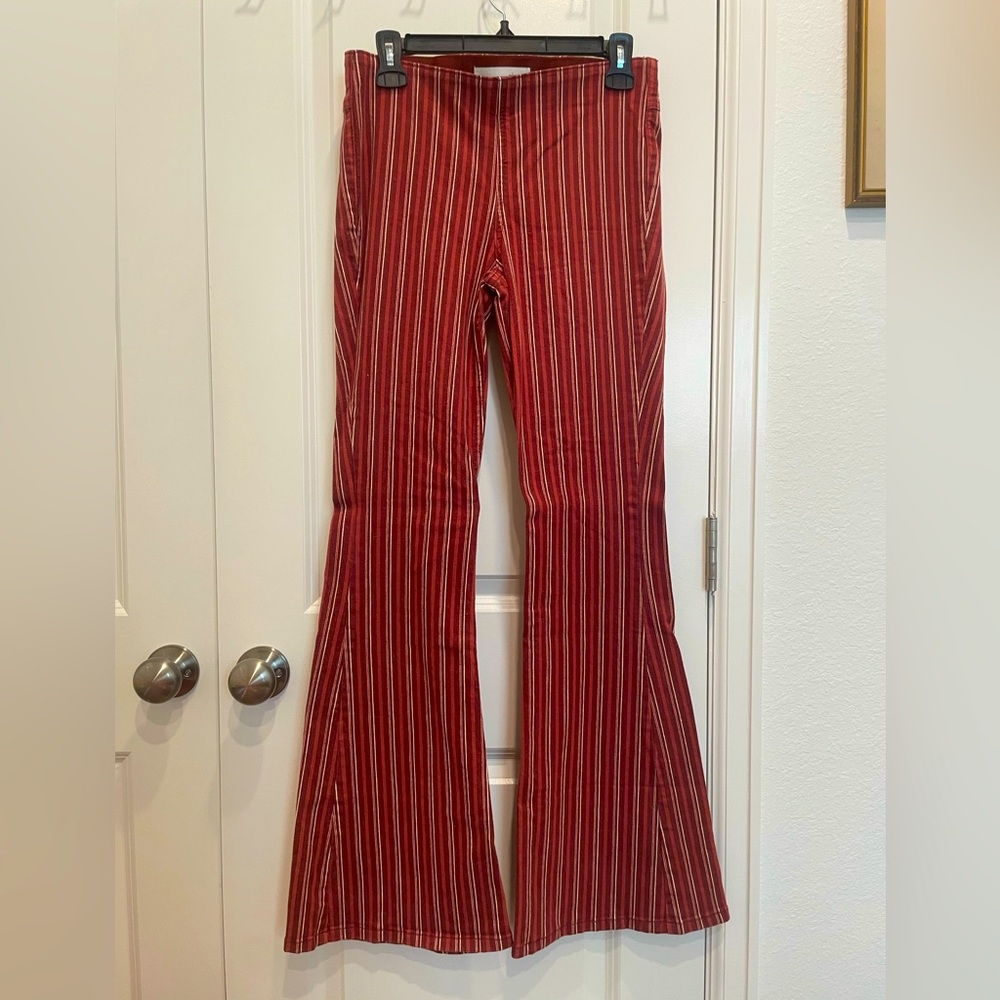 Ella Moss Burgundy Striped Flare Pants